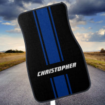 Anpassningsbar Blue Black Tävla Rand Monogrammed a