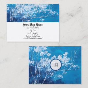 Anpassningsbar Blue Blommigt Standard, 3,5 tum x 2 Visitkort