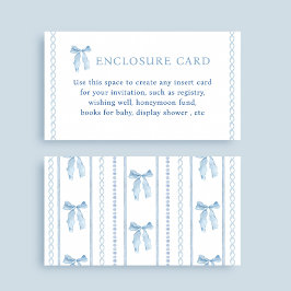 Anpassningsbar Blue Bow Boy Baby Shower Tilläggskort