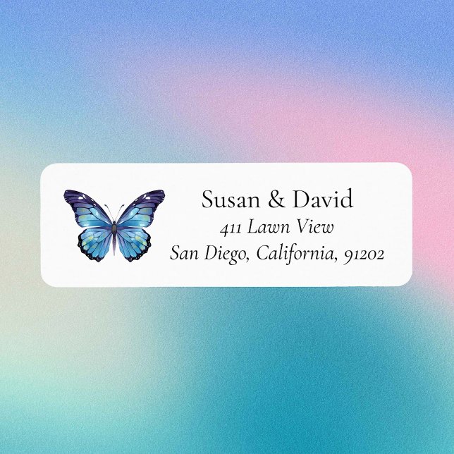 Anpassningsbar Blue Butterfly Returadress Returadress Etikett (Custom Blue Butterfly Return Address Label
)