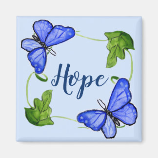 Anpassningsbar Blue Butterfly with Vines Magnet