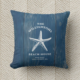 Anpassningsbar Blue Coastal Starfish Beach House Kudde