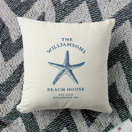 Anpassningsbar Blue Coastal Starfish Beach House Kudde