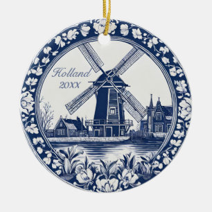 Anpassningsbar Blue Delft Holland Souvenir Julgransprydnad Keramik
