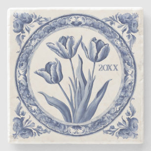 Anpassningsbar Blue Delft Tulips Souvenir Stenunderlägg