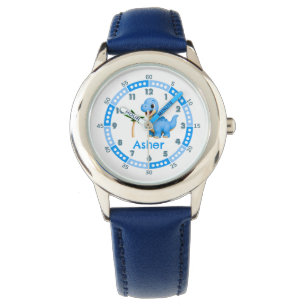 Anpassningsbar Blue Dinosaur Lär dig att berätta f Armbandsur