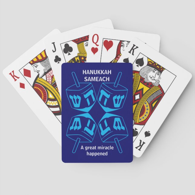Anpassningsbar Blue Dreidel Hanukkah Casinokort (Baksidan)