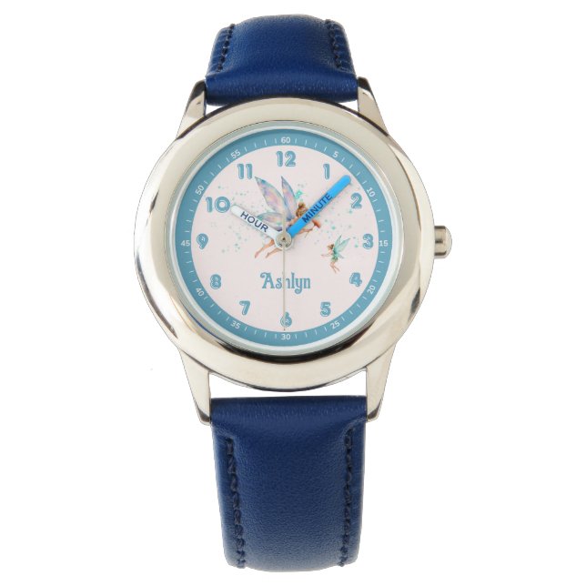 Anpassningsbar Blue Elegant Fairy Ljustid för barn Armbandsur (Framsida)