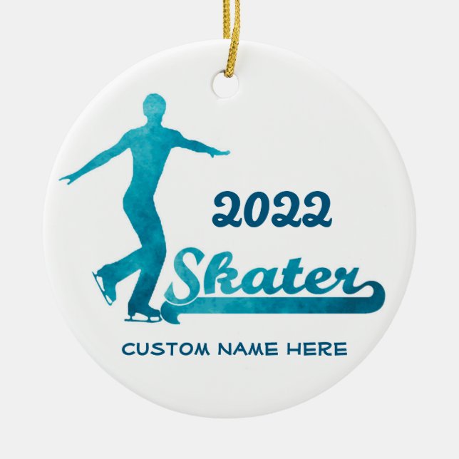 Anpassningsbar Blue Figur Skating Ornament 2016 (Framsidan)
