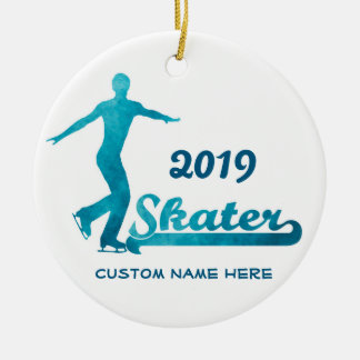 Anpassningsbar Blue Figur Skating Ornament 2019