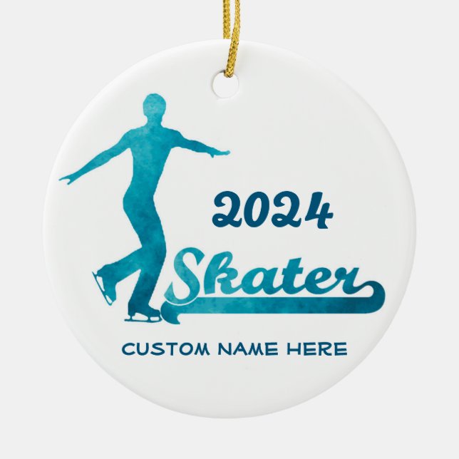 Anpassningsbar Blue Figur Skating Ornament 2024 (Framsidan)