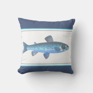 Anpassningsbar Blue Fish Modern Coastal Navy Teal  Kudde