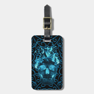 Anpassningsbar Blue Flame Skull Luggage Tag Bagagebricka