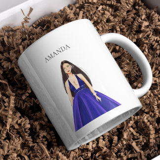 anpassningsbar Blue, flicka teckning Kaffemugg