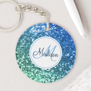 Anpassningsbar Blue Glitter Sjöjungfru Monogrammed