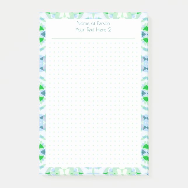 Anpassningsbar Blue Grönt Dot Grid Student Gift Pl Post-it Block (Framsida)