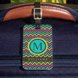 Anpassningsbar Blue Grönt Lila Black Chevron Mönst Bagagebricka