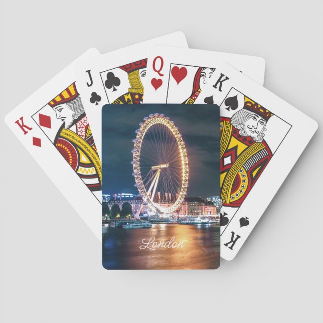 Anpassningsbar Blue Guld Cityscape Night Travel Lo Casinokort (Baksidan)