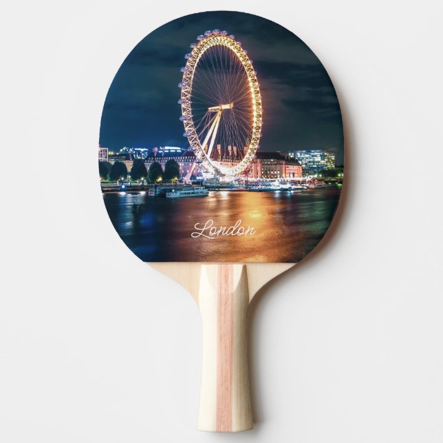 Anpassningsbar Blue Guld Cityscape Night Travel Lo Pingisracket (Framsidan)