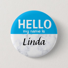 Anpassningsbar Blue Hej My Namn är Mall round-stif Knapp