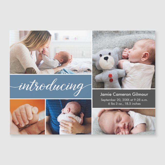 Anpassningsbar Blue - Introducera Baby Photo Colla (Framsida)