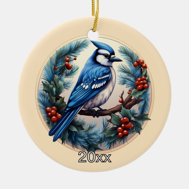Anpassningsbar Blue Jay jul Ornament (Framsidan)