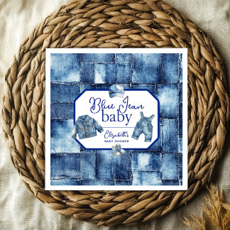 Anpassningsbar Blue Jean Baby Denim Theter Baby Sh Pappersservett
