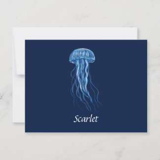 Anpassningsbar Blue Jellyfish illustration Postcar Vykort