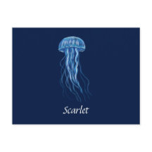 Anpassningsbar Blue Jellyfish illustration Postcar
