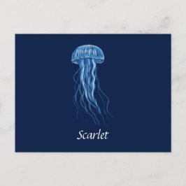 Anpassningsbar Blue Jellyfish illustration Postcar Vykort