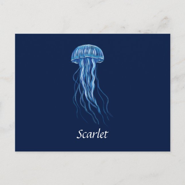 Anpassningsbar Blue Jellyfish illustration Postcar Vykort (Framsida)