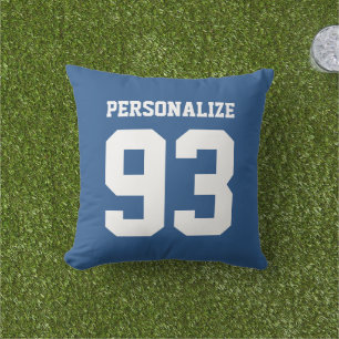 Anpassningsbar Blue jersey Number utomhus dekorati Kudde