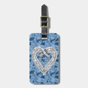 Anpassningsbar Blue Kärlek Diamond Heart Luggage T Bagagebricka