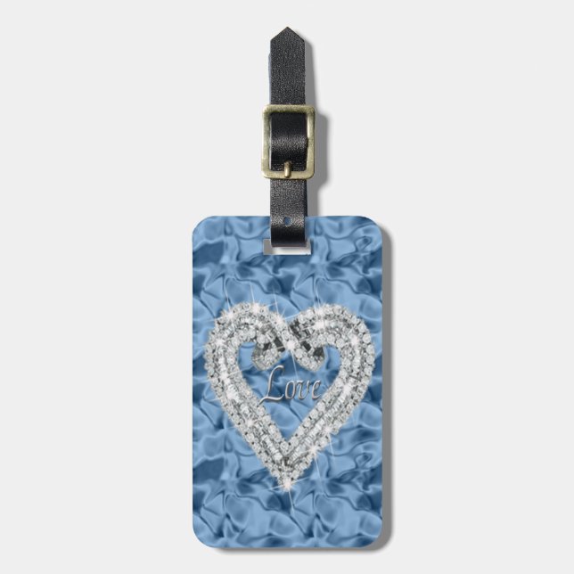 Anpassningsbar Blue Kärlek Diamond Heart Luggage T Bagagebricka (Vertikal Framsida)
