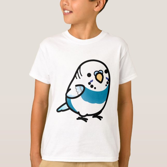 ANPASSNINGSBAR Blue Knubbiget Budgie T Shirt (Framsida)