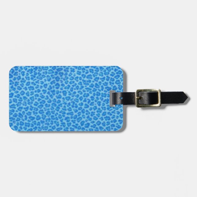 Anpassningsbar Blue Leopard Print Luggage Tag Bagagebricka (Horisontell Framsida)
