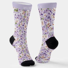 Anpassningsbar Blue Lila Blommigt White Flowers