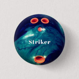 Anpassningsbar Blue Marble Bowling Ball Button Knapp