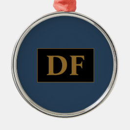 Anpassningsbar Blue med Guld Initialer Julgransprydnad Metall