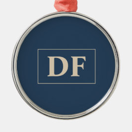 Anpassningsbar Blue med vanilla Initialer Julgransprydnad Metall