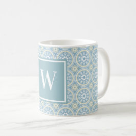Anpassningsbar Blue Medallion Monogrammed kaffe Mu Kaffemugg