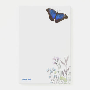 Anpassningsbar Blue Morpho Butterfly med Wildblomm Post-it Block