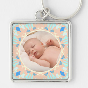 Anpassningsbar Blue Mor's Day New Morsa Baby Photo Fyrkantig Silverfärgad Nyckelring