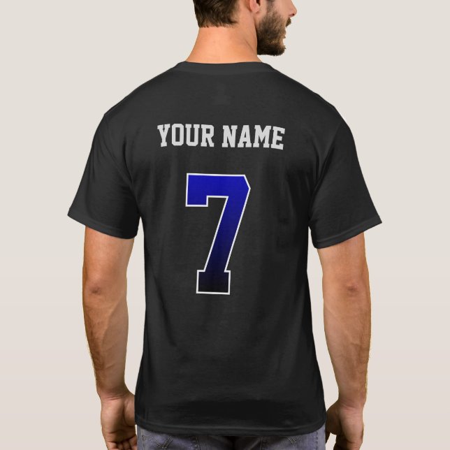 Anpassningsbar Blue Number 7 Personlig T-Shirt (Baksida)