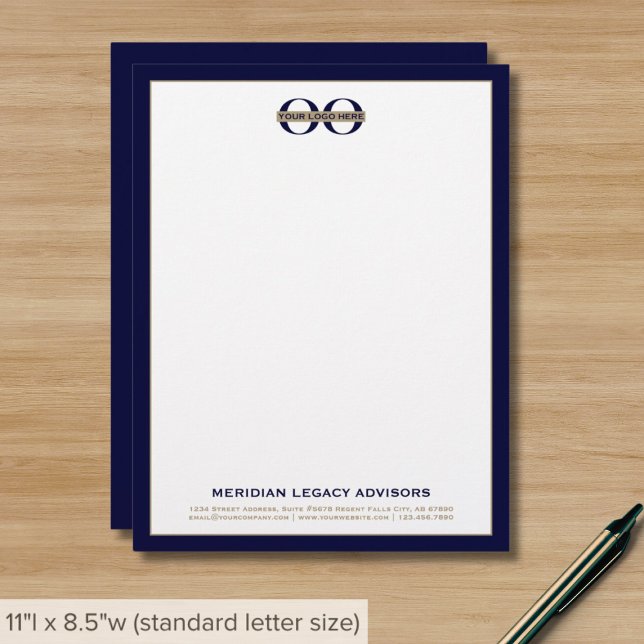 Anpassningsbar Blue och Guld Business Letterhead m Brevhuvud (Skapare uppladdad)