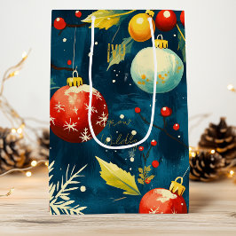 Anpassningsbar Blue och Red Ornament Helgdag Gift