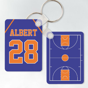 Anpassningsbar Blue & Orange Basketball Court och Nyckelring