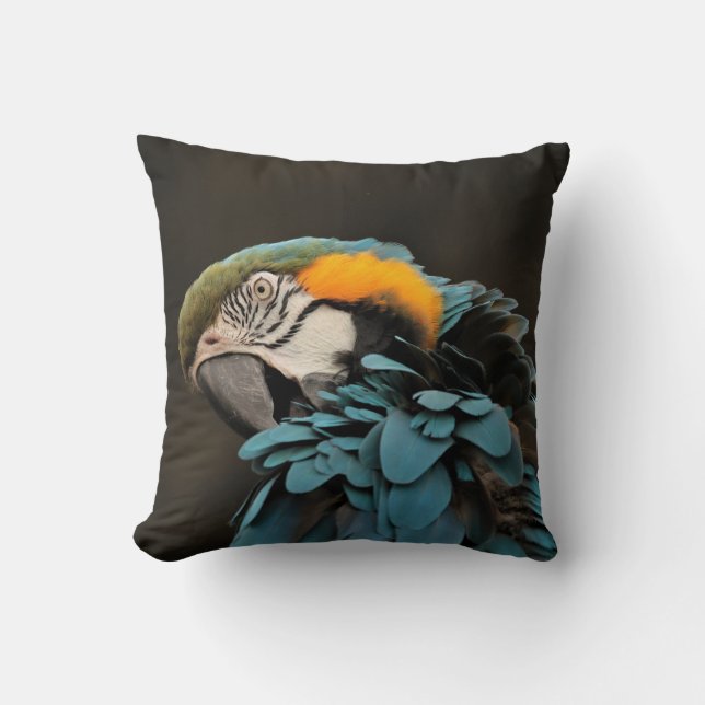 Anpassningsbar Blue Parrot Pillow Kudde (Framsida)