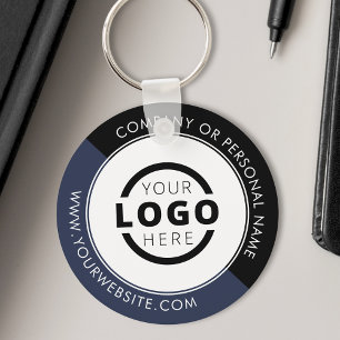 Anpassningsbar Blue Promotional Business Logotyp B Nyckelring