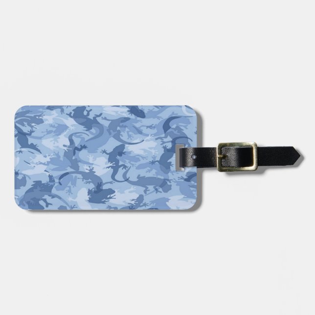 Anpassningsbar Blue Reptile Camouflage Luggage Tag Bagagebricka (Horisontell Framsida)